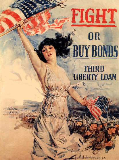 (image for) War Bond Sticker Liberty "Fight or Buy Bonds"